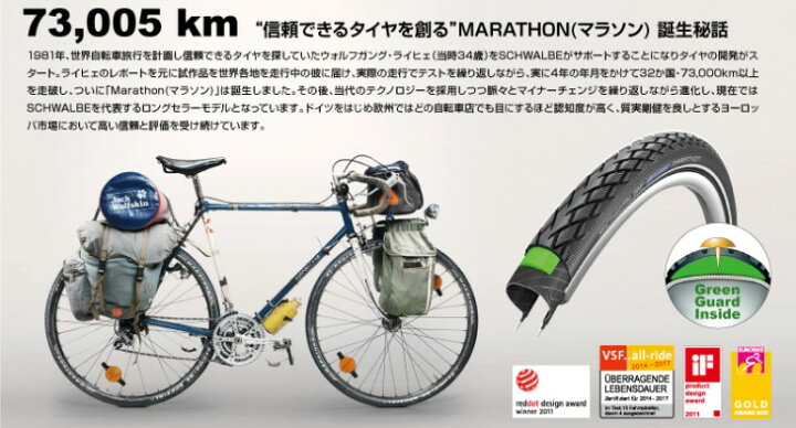 楽天市場】(即納)SCHWALBE シュワルベ MARATHON マラソン 700C タイヤ(1本) : 自転車館びーくる