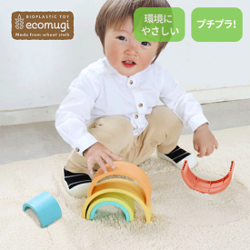 エコムギ スタッキングタワーレインボー【エド・インター】ecomugi STACKING TOWER RAINBOW つみき 木のおもちゃ 知育玩具　