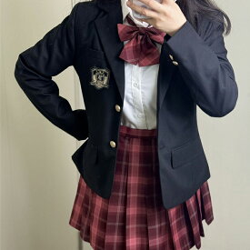 コスプレ 制服 女子高生 5点セット ブレザー 女子高校生 jk 制服 スカート シャツ 蝶結び バッジ 学生服 コスチューム 仮装 スクールスーツ 高校生 入学式 卒業式 文化祭 学園祭
