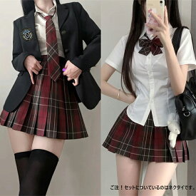 制服 コスプレ ブレザー 女子高校生 5点セット 女子高生制服 スカート チェック シャツ ネクタイ バッジ JK 学生服 スクールブレザー 入学式 卒業式 学園祭 文化祭