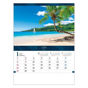 壁掛けカレンダー2023年 2023 Calendar 極上夢時間 憧れのリゾート フォト トーダン 写真 世界風景 インテリア 令和5年暦 予約