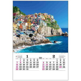 壁掛けカレンダー2024年 2024 Calendar トーハン DX 世界風景 フィルム フォト トーダン 写真 世界風景 インテリア 令和6年暦