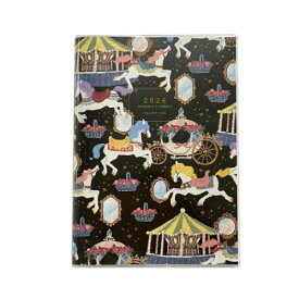 【50％OFF】2026年週間ダイアリー B6ウィークリー手帳2026 Tomoko Hayashi 馬車とメリーゴーランド クローズピン 10月始まり スケジュール帳 ガーリーイラスト 令和8年手帖 メール便可
