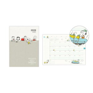 A5ファミリーダイアリー 2026 diary スヌーピー SNA5ファミリー仲間とごはんの時間 ピーナッツ 日本ホールマーク 12月始まり キャラクタースケジュール帳 令和8年手帖 メール便可
