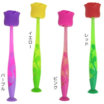 吸盤付き歯ブラシ《ローズ/薔薇》☆洗面用具通販☆/スタンディング機能付き【Flores/フロレス】/ベルコモン●