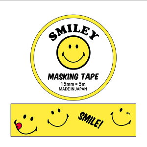 15mm マステ マスキングテープ スマイリーフェイス TS-28 Smiley Face アクティブコーポレーション DECOテープ メール便可 ベルコモン