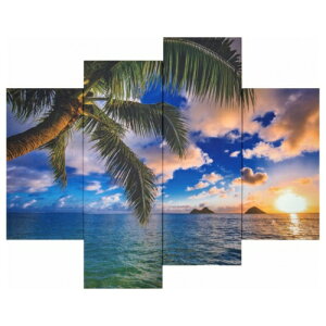 �y�|�C���g10�{ & �N�[�|���I�z�������� Bello Canvas Art �ʐ^ �A�[�g �L�����o�X�A�[�g Beautiful Lanikai (4���Z�b�g) ���H�� IPT-61745 30x60cmx2�� 30x90x2�� �t���[�����X�C���e���A ���i