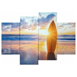 �������� Bello Canvas Art �ʐ^ �A�[�g �L�����o�X�A�[�g Surfboard on the beach at sunset (4���Z�b�g) ���H�� IPT-61747 30x60-90x2.5cm �t���[�����X�C���e���A ���i