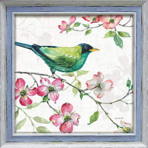 ドッグウッド ガーデン2 フラワーアート リサ オーディット LA-06007 36.5x36.5cm ギフト 鳥 絵画 額付きポスターインテリア 取寄品