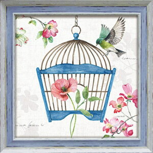 ドッグウッド ガーデン8 フラワーアート リサ オーディット LA-06012 36.5x36.5cm ギフト 鳥 絵画 額付きポスターインテリア 取寄品