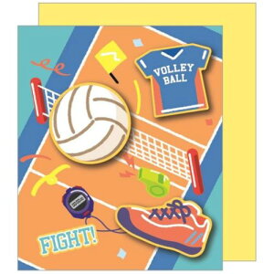 二つ折りメッセージボード シール&封筒付き 色紙 バレー部 スポーツ 部活シリーズ クローズピン 卒業記念 寄せ書き シール