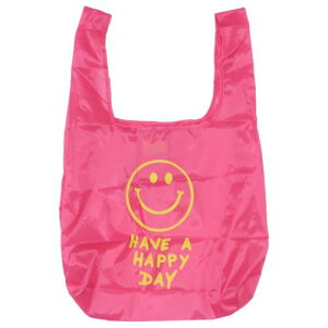 ECO BAG 折りたたみショッピングバッグ エコバッグ スマイリーフェイス SMILE YELLOW PINK Smiley Face オクタニ お買い物かばん かわいい メール便可