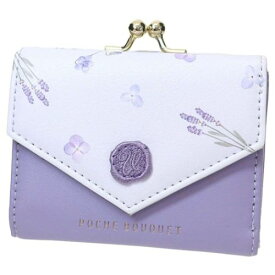 ミニ財布 がまぐち三つ折り ミニウォレット ポシェブーケ パープル クーリア コンパクト おしゃれ かわいい