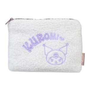ボア フラットポーチ コスメポーチ サンリオキャラクターズ クロミ アイボリー サンリオ エムプラン メイクポーチ 小物入れ かわいい