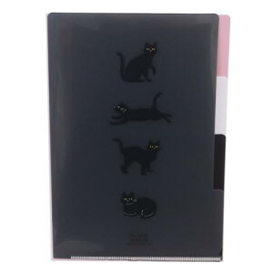 A5ポケットクリアファイル 3インデックス ポケットファイル 真夜中の雑貨店 クロネコ Green Flash おしゃれ文具 かわいい メール便可