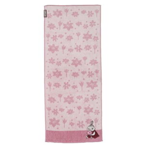 ジャガードロングタオル オーガニックコットン フェイスタオル ムーミン お花をもって 北欧 丸眞 汗拭きタオル メール便可