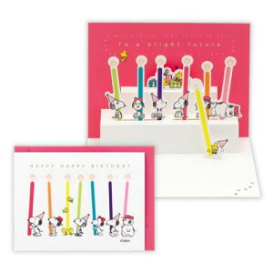 誕生お祝い 立体カード グリーティングカード スヌーピー SN兄弟とレインボーキャンドル2 ピーナッツ 日本ホールマーク バースデーカード メッセージカード メール便可