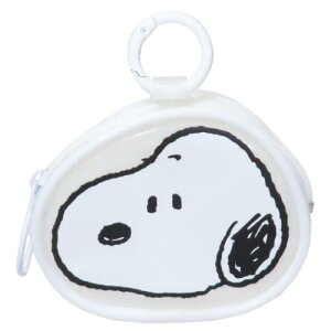 ガジェットクリアポーチ ミニポーチ スヌーピー ホワイト ピーナッツ グルマンディーズ 小物入れ カラビナ付き メール便可