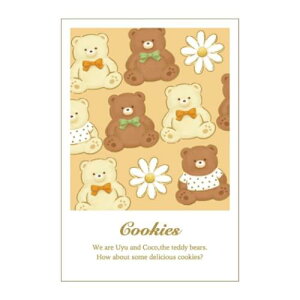 ポストカード 1枚入り POSTCARD ROKKAKU x cafe teddy クッキー フタバ テディベア 箔押し メッセージカード メール便可