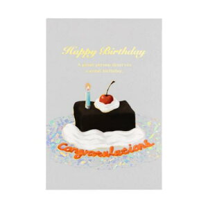 バースデーカード 1枚入り POSTCARD ROKKAKU Birthday Card ケーキ チョコ フタバ 箔押し 誕生日 メッセージカード グリーティングカード メール便可