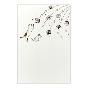 こよみ季節はがき 1枚入り POSTCARD ROKKAKU こよみシリーズ 1月 ねこ 猫 フタバ ポストカード 箔押し メッセージカード メール便可