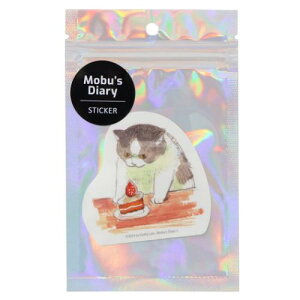 ステッカー ダイカットシール 三毛猫モブは猫缶を稼ぎたい Mobu's Diary Cake ねこ Green Flash デコシール メール便可