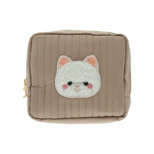 キルティングスクエアポーチ コスメポーチ レトロぬいぐるみこれくしょん クリーミーねこ サンスター文具 化粧ポーチ 小物入れ 吉徳