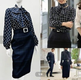 べラ　鈴木保奈美さん（SUITS2） 品番321-2975　入卒　　　　送料無料 　　　　ストール付ブラウストベルと付スカートのセット