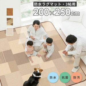 防水ラグマット 200×250cm 敷くだけ お手入れ簡単 サッとふき取り 中敷き カバー 防水 防菌 防汚 こども ペット 引越し祝い 国産 日本 オールシーズン 送料無料