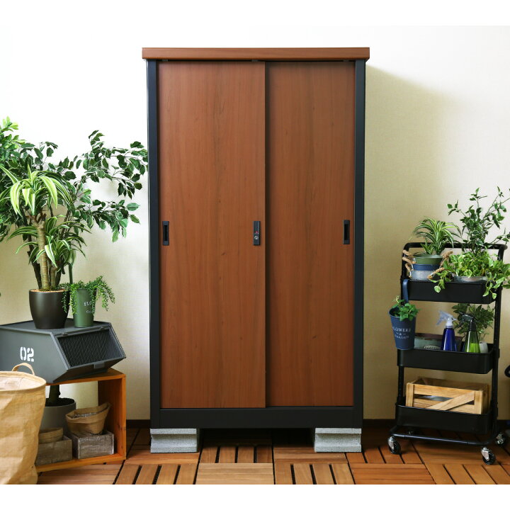 楽天市場】屋外 物置 スチール物置 木目調 収納庫 ガーデニング用品 物 