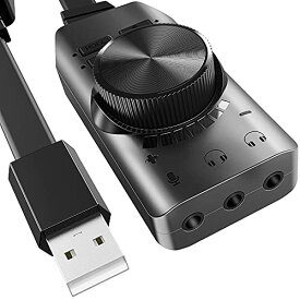USBサウンドカードアダプター 外部USB2.0 オーディオサウンドカードアダプター、テーブルPC ノートパソコン デスクトップ Windows Mac OS Linux用、プラグ&プレイ、ドライバー不要