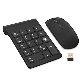 テンキー ワイヤレス Lefon 2.4G 数字キーボード＆マウス セット 18キー 小型 持ち運び USB接続 無線 ナンバーパッド USBレシーバー付き
