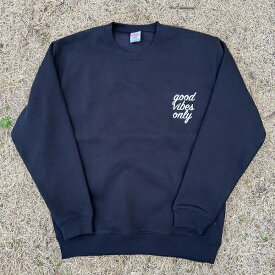 【good vibes only golf（グッドバイブスオンリーゴルフ）】クルーネックスウェット【黒・ブラック・BLACK】【S/M/L/XL】 ゴルフウェア/GOLF WEAR/裏起毛