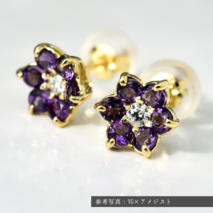 楽天市場】選べる宝石 フラワーモチーフ ピアス Cosmos K18 スタッド 