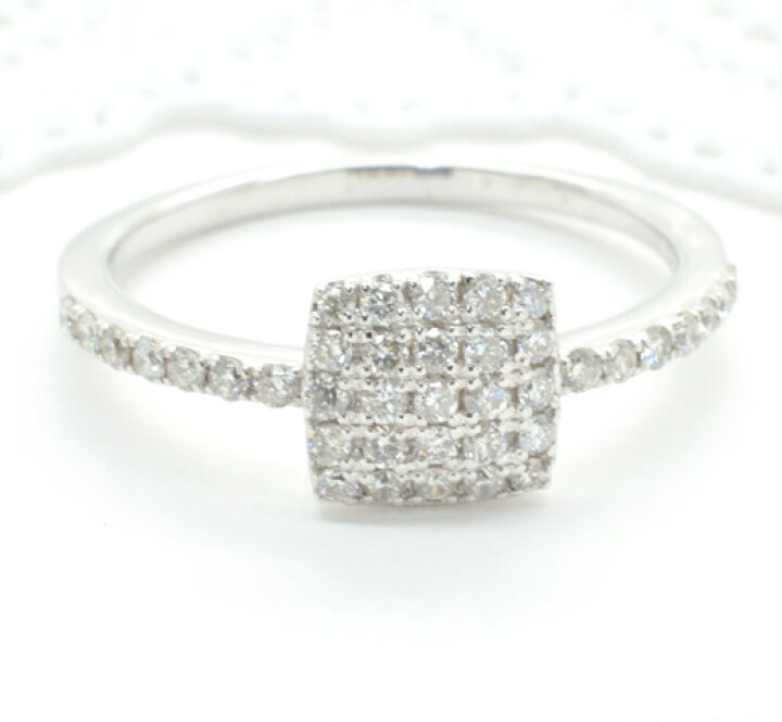 楽天市場】K18 0.28ct ダイヤモンド スクエア パヴェリング 18k 18金 