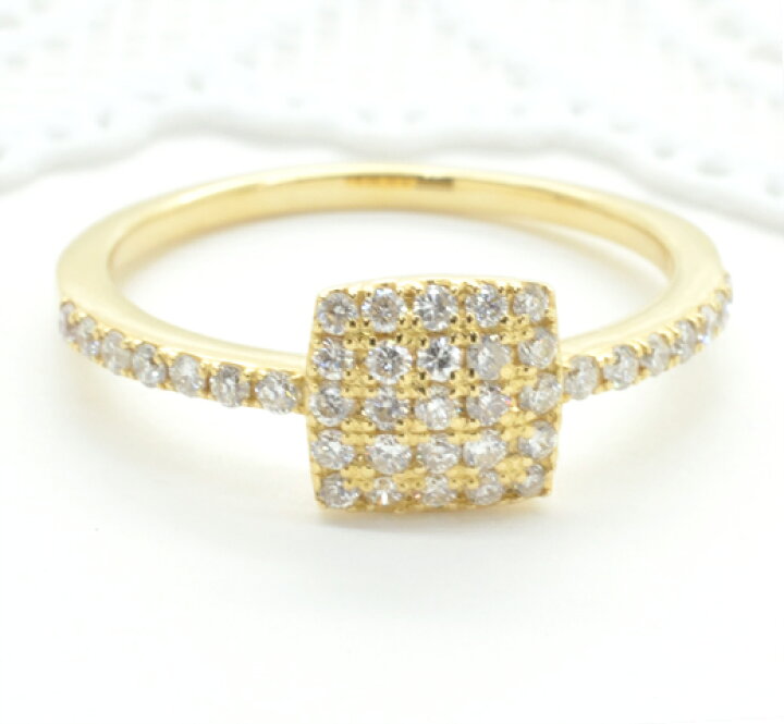 楽天市場】K18 0.28ct ダイヤモンド スクエア パヴェリング 18k 18金 