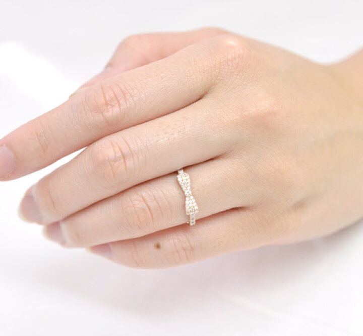 楽天市場】K18 0.3ct ダイヤモンド リボンリング 18k 18金 ゴールド  