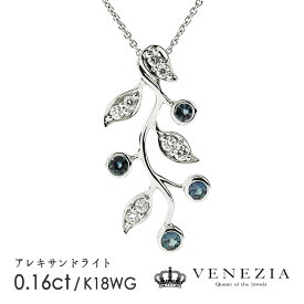 アレキサンドライト ネックレス ペンダント K18WG ホワイトゴールド カラーチェンジ 変色性 希少石 0.16ct ダイヤモンド 天然石 宝石 限定1点もの 結婚式