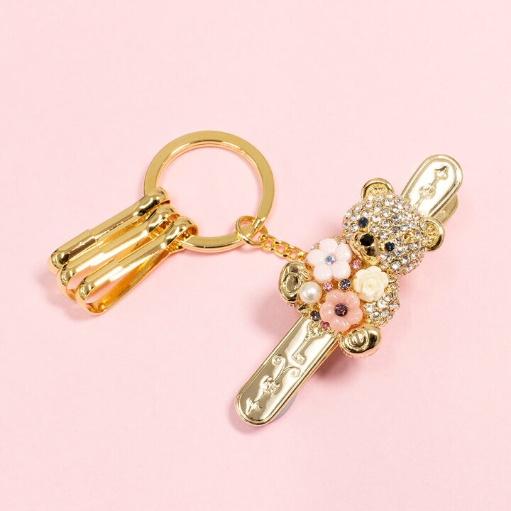 楽天市場 バッグキークリップ スウィート テディベア キーホルダー 上品 キラキラ かわいい おしゃれ バッグ キーホルダー キーチャーム クリップ 真鍮 鍵 車 大人 アクセサリー プレゼント ギフト プチギフト なくさない 3carat スリーカラット 3carat スリーカラット