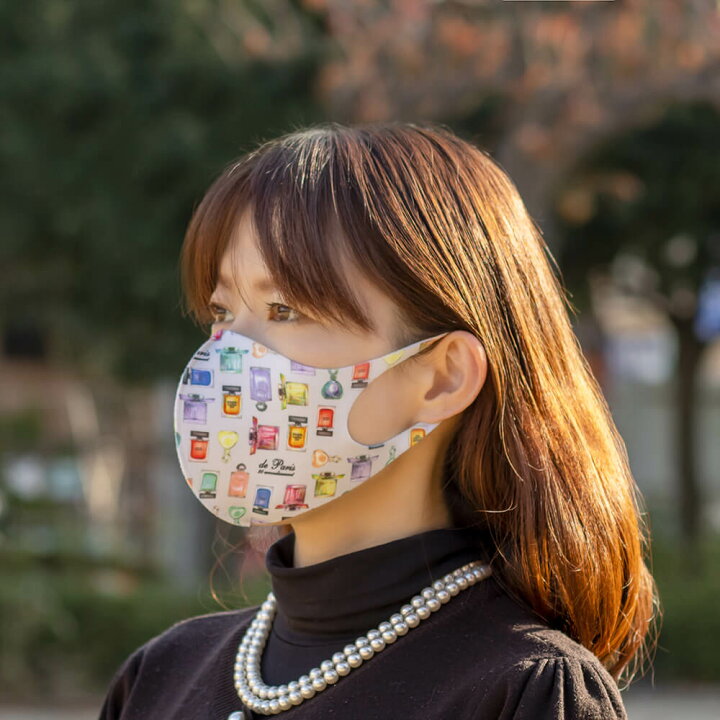 楽天市場 マスク マスク二スタ ファッション 2枚セット 洗える 抗菌 防臭 伸縮性 パフューム グレイ ブラック 香水瓶柄 ギフト 女性 プレゼント お礼 かわいい おしゃれ雑貨 3carat スリーカラット 3carat スリーカラット