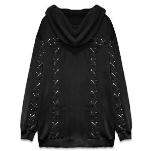 AS65 / Distressed Pin Velvet Laces Hoodie