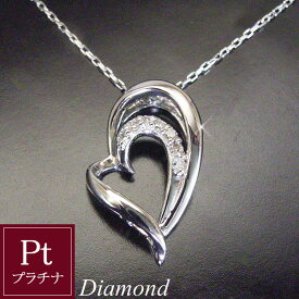 プラチナ オープン Wハート 天然 ダイヤモンド ネックレス 品番MA-0215　2営業日前後の発送予定
