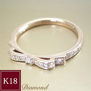 天然 ダイヤモンド リング K18PG SIクラス 指輪 リボン 18金 リング 品番MA-0120 3営業日前後の発送予定