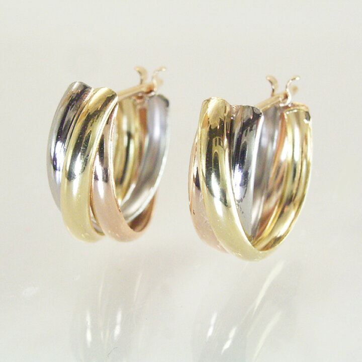 楽天市場】ピアス 3連 トリニティ プラチナ K18 K18PG スリーカラー 