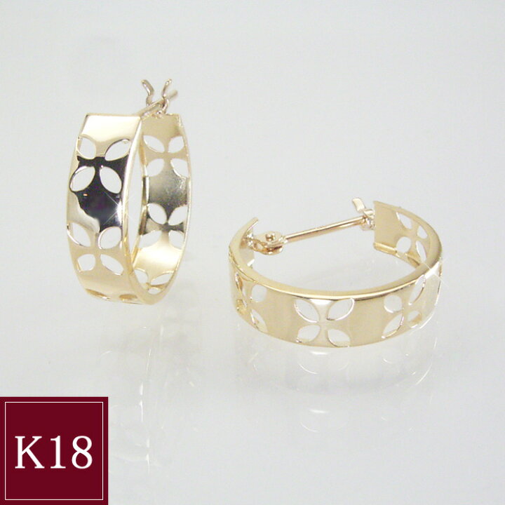 楽天市場】ピアス k18 K18 18金 アクセサリー ジュエリー リーフ 花