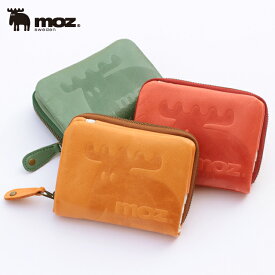 【北欧の人気ブランド】moz モズ 二つ折り財布 レザー 本革 ハーフウォレット ラウンドファスナー 袋縫い 柔らかい ソフト ヘラジカ レディース 北欧 ギフト 大容量 使いやすい 大人可愛い