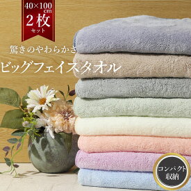 【2/18限定 ポイント5倍！】 ビッグフェイスタオル 2枚セット ミニサイズ ミニバスタオル マイクロファイバー 40cm×100cm スモール コンパクト 小さめ 早く乾く 驚きのやわらかさ 速乾 吸水 まとめ買い 吸水 やわらかバスタオル ふわふわ 吸収