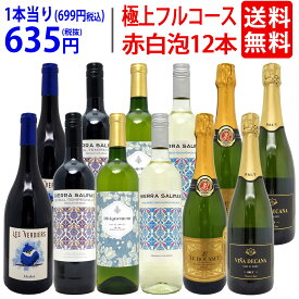 ワイン ワインセット極上フルコース 赤白泡12本セット 送料無料 (赤4本、白4本、泡4本) (6種類各2本) ミックス mix 飲み比べセット ギフト ^W0XX96SE^