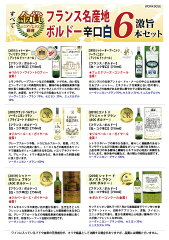 ワインワインセットすべて金賞フランス名産地ボルドー激旨辛口白6本セット送料無料飲み比べセットギフト母の日^W0WK90SE^