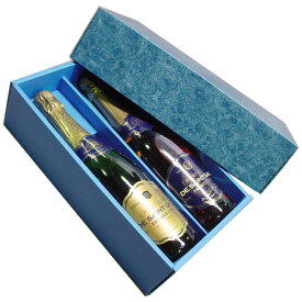 ○ シャンパン2本入り用 ギフト箱青色 ＋全包装＋リボン又はのし ワイン ^GIFTCB02^